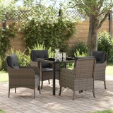 Cumpara ieftin Set de masă pentru grădină cu pernă 5 pcs Gri Rattan poli