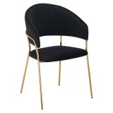 Cumpara ieftin Scaun de design catifea neagra crom auriu Dasmin 58x53x81.5 cm