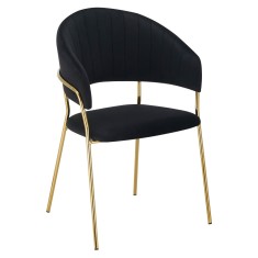 Scaun de design catifea neagra crom auriu Dasmin 58x53x81.5 cm