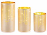 Cumpara ieftin Set 3 candele Craciun sticla aurie cu led 10x20 cm, 9x16 cm, 9x12 cm