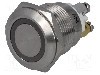Intrerupator anti-vandalism, OFF-(ON), &Oslash;19mm, ONPOW - GQ19F-10E/RG/24/S (DUAL LED, 24V)