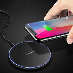 Incarcator wireless FAST Charge compatibil iPhone 8 X Samsung S7 S8 S9 Note 5 8 foto