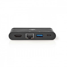 Adaptor USB-C - HDMI, USB3.0, Gigabit Ethernet, USB-C PD 100W negru Nedis