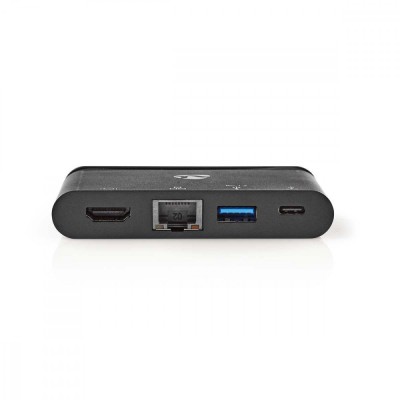 Adaptor USB Type C - HDMI USB3.0 Gigabit Ethernet USB Type C PD 100W negru Nedis foto
