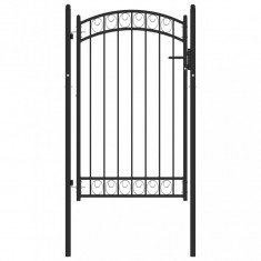 Poarta de gard cu arcada, negru, 100x150 cm, o?el foto