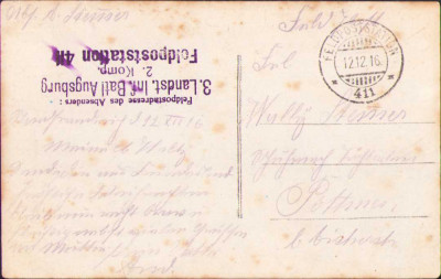 HST CP66 Carte poștală 1916 Feldpoststation 411 foto