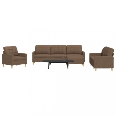 vidaXL Set de canapele cu taburet, 4 piese, maro, textil foto
