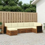 vidaXL Set canapea sectională modulară 6 piese lemn acacia natural și crem pentru gradina