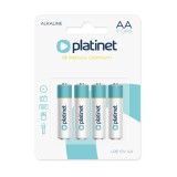 Set 4 baterii alcaline LR06 tip AA, Platinet PRO , 1.5 V, 2800 mAh , in blister