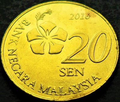 Moneda exotica 20 SEN - MALAEZIA, anul 2016 * cod 5354 B foto