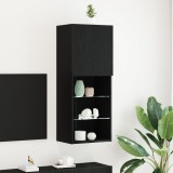 VidaXL Dulap TV cu LED-uri, stejar negru, 40,5x30x102 cm