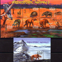 MALDIVE 2002, Fauna, Animale preistorice, Dinozauri, serie neuzata, MNH