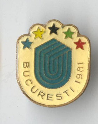 Insigna Concursuri sportive internationale UNIVERSIADA - Bucuresti 1981 foto