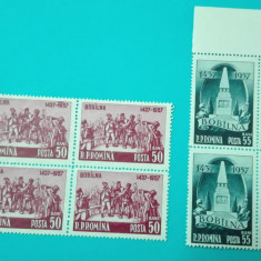 TIMBRE ROMANIA 1957 L.P.445 520 ANI RASCOALA BOBALNA BL. DE 4 VALORI MNH