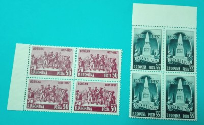 TIMBRE ROMANIA 1957 L.P.445 520 ANI RASCOALA BOBALNA BL. DE 4 VALORI MNH foto