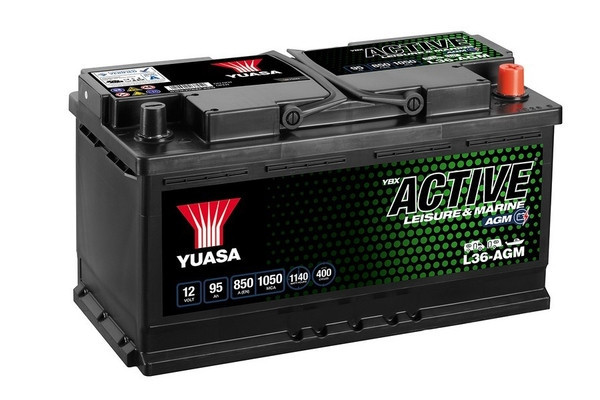 Baterie Yuasa 12V 95AH/850A Active Leisure &amp; Marine AGM (R+ Standard) 353x175x190 B13 (AGM/Deep Cycle/Dual Scop)