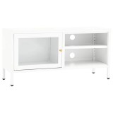 Cumpara ieftin Dulap TV, alb, 90x30x44 cm, otel si sticla