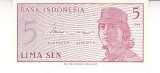 M1 - Bancnota foarte veche - Indonezia - 5 sen - 1964