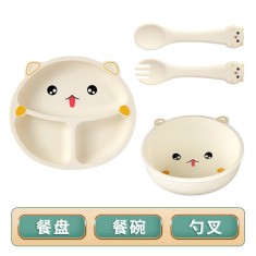 Set 4 piese diversificare bebelusi si copii din silicon Flippy, farfurie compartimentata cu ventuza, bol cu ventuza, tacamuri, fara alergeni, Model Ur foto