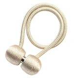 Cumpara ieftin Suport magnetic pentru perdele, snur decorativ elegant din poliester, 44 cm, alb auriu
