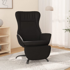 vidaXL Scaun de relaxare cu taburet, negru lucios, piele artificială