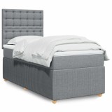 VidaXL Pat box spring cu saltea, gri deschis, 90x200 cm, textil 3294253