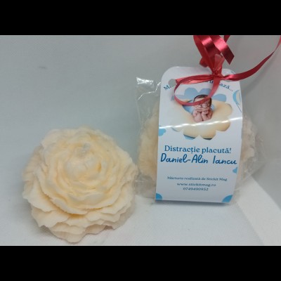 Marturie Botez Floare , Model Blue Balloon pentru Baiat, Ceara de Soia Parfumata foto