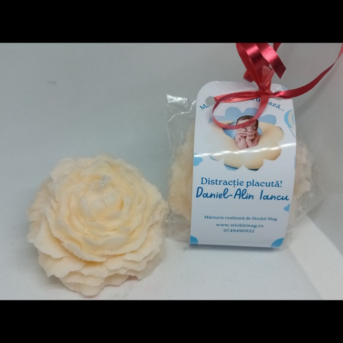 Marturie Botez Floare , Model Blue Balloon pentru Baiat, Ceara de Soia Parfumata