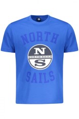 North Sails Tricou barbati, cu imprimeu cu logo si text, Regular fit, Albastru deschis, S
