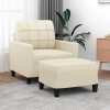 VidaXL Fotoliu canapea cu taburet, crem, 60 cm, piele ecologică