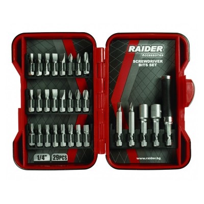 Set biti/adaptoare surubelnita Raider, 1/4 inch, 29 piese foto