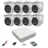 Sistem de supraveghere Hikvision 8 camere 8MP, 2.8mm, IR 30m, DVR 8 canale 4K, accesorii SafetyGuard Surveillance