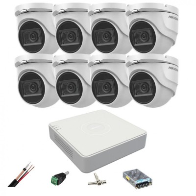 Sistem de supraveghere Hikvision 8 camere 8MP, 2.8mm, IR 30m, DVR 8 canale 4K, accesorii SafetyGuard Surveillance foto
