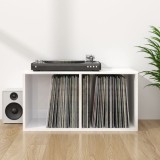 vidaXL Cutie de depozitare viniluri, alb extralucios, 71x34x36 cm lemn