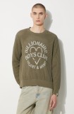 Billionaire Boys Club pulover de bumbac Heart &amp; Mind Stencil Logo Jumper culoarea verde, călduros, B24224