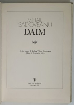 DAIM de MIHAIL SADOVEANU , 1980 foto