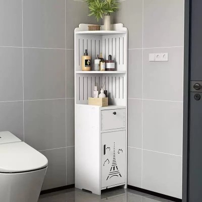 Dulap vertical pentru baie, cu 3 polite, 2 sertare, dimensiuni 90x24x24 cm, greutate maxima suportata 15 kg, alb foto