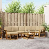 Cumpara ieftin Set de canapele de exterior 8 buc. 7-Locuri Natural si Bej