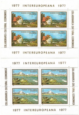 Colitele Colaborarea Cultural - Ec. Intereurop. (2 blocuri de 4), 1977 - NEOBL. foto