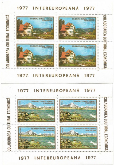 Colitele Colaborarea Cultural - Ec. Intereurop. (2 blocuri de 4), 1977 - NEOBL.
