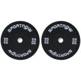 SPORTNOW Set 2 Placi Greutati Olimpice 20 kg Cauciuc pentru Haltere Orificiu 5 cm Acasa Sala | Aosom Romania
