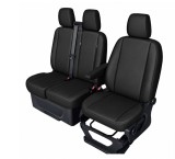 Cumpara ieftin Set huse scaune dedicate FORD TRANSIT CUSTOM 2009+ Piele ecologica, Negru 2+1
