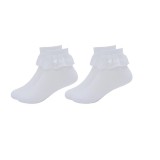 Set 2 perechi sosete cu volanase pentru fete Snegyu, alb, 3-5 ani - OUTLET