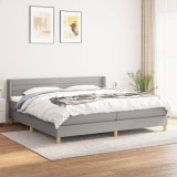 Cumpara ieftin Pat box spring cu saltea, gri deschis, 200x200 cm, textil