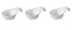 Set 3 sosiere cu maner, Portelan, Alb