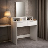 Masa de toaleta cu oglinda si 2 sertare, 80x40x140 cm, alb Household NewTrend