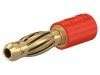 Conector Adaptor Banana ST&Auml;UBLI 4mm Aurit Roșu Neizolat Alama 25A 30V AC 60V DC Cod 24.0106-22/R4/2-A-22