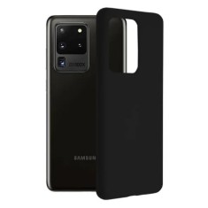 Husa Samsung Galaxy S20 Ultra Silicon Negru Slim Mat cu Microfibra SoftEdge