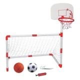 Poartă de fotbal cu panou de baschet 2 &icirc;n 1, 100x46x68 cm, alb, CMCLASS