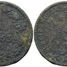 1863 E (Karlsburg / Alba Iulia), 1 kreuzer - Franz Joseph - Imperiul Habsburgic!